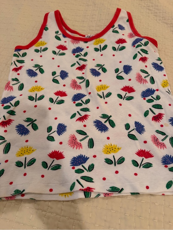 Tops - MS. Casuals Floral Girls Tank Top with Red Trim